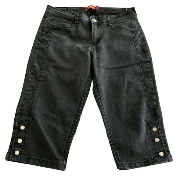 One 5 One Black Embellished Capri Pedal Pusher Jeans 8 - Picture 2 of 6